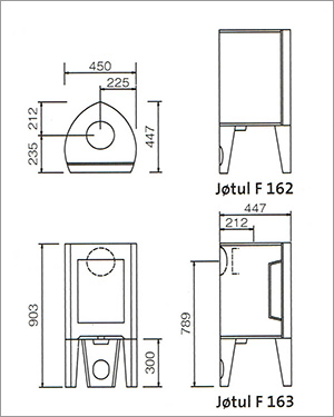 ヨツール F163 ホワイトエナメル 寸法図