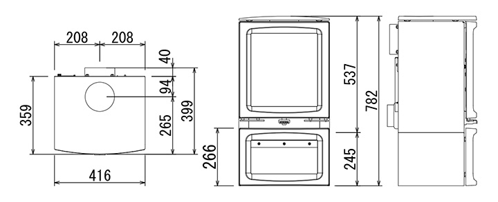 ストバックス ヴォーグ ミディ 寸法図