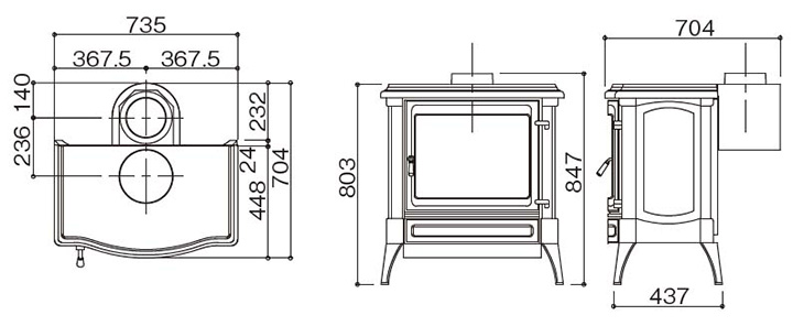 S43 B-TOP X モデル グラファイト 寸法図